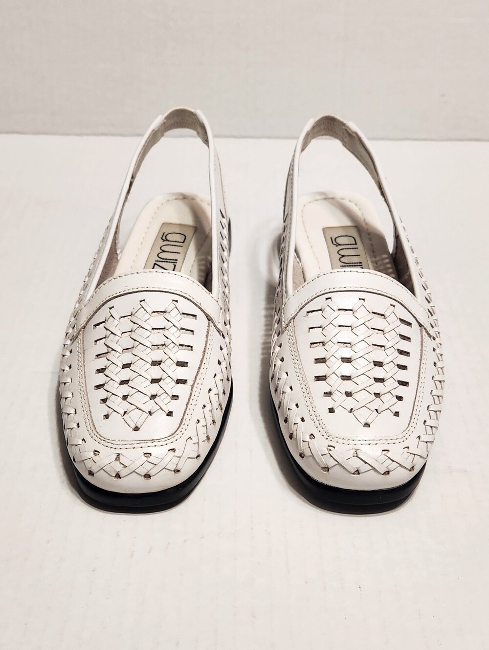 G. Wiz Jenny Vintage Woven Slingback Leather Low Heel Sandals Shoes White 6 M - Picture 5 of 11